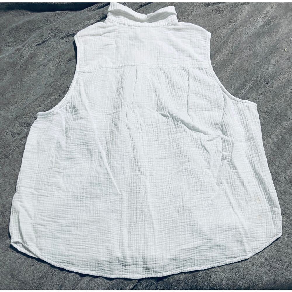 NWT J. Crew Button Up Sleeveless Gauze Shirt White Size 2X Flawed Lightweight - Picture 10 of 12